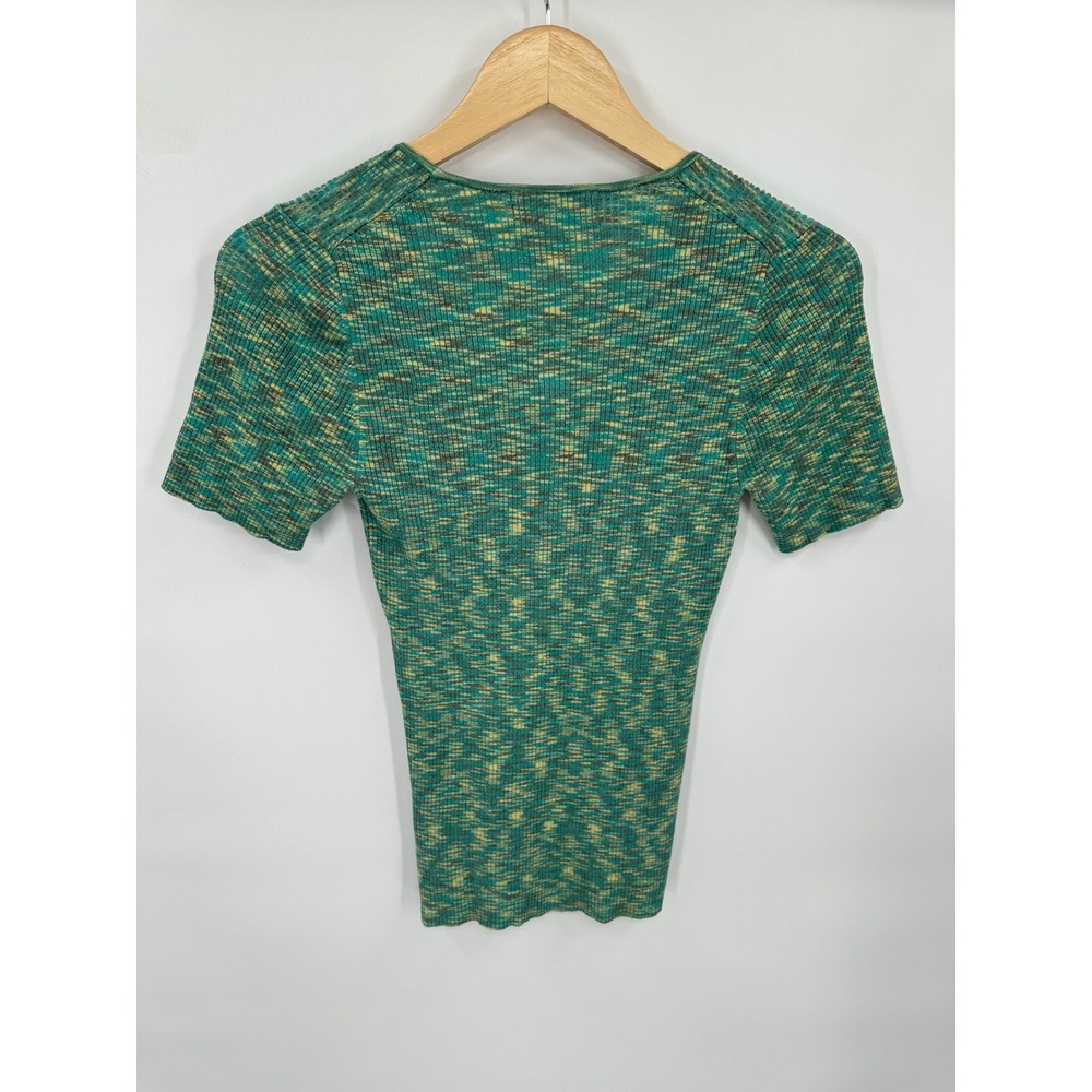 By Anthropologie Space Dye Ribbed Top Womens M Stretchy Retro Casual Relaxed - Picture 2 of 8